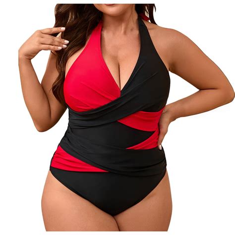 Lopeceal Women's Plus Size Swimsuit One Piece Tummy Control Color Block