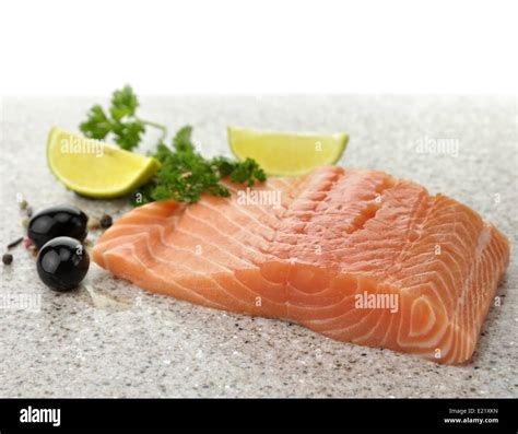 Raw Salmon Fillet Stock Photo - Alamy