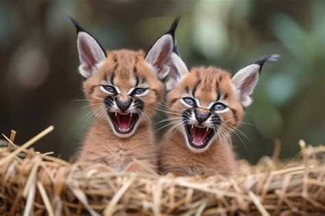 Premium Photo | Playful Caracal kittens