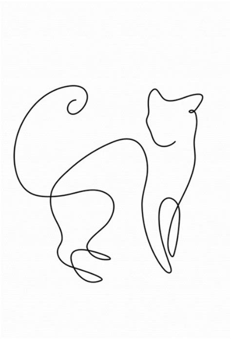 Контурный рисунок кошки