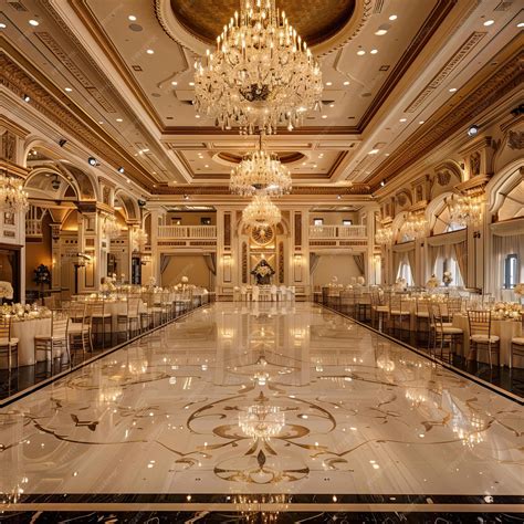 Premium Photo | Lavish ballroom with elegant chandeliers and marble ...
