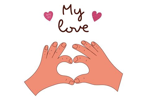 Valentine's Day greeting card with a hand and hearts. Vector ...