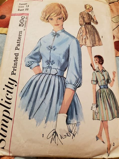 Vintage Simplicity 4010 Sewing Pattern Size 13 Bust 33 One-piece Dress ...