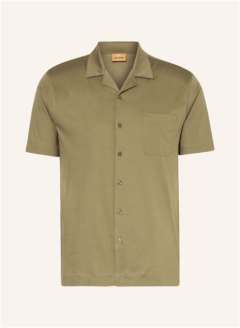 MOS MOSH Gallery Resort shirt MMGMARCO slim fit in jersey in olive