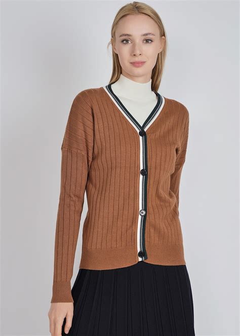 Trendy Camel Dropped Shoulder Rib Knit Cardigan | Modest Women Clothing ...