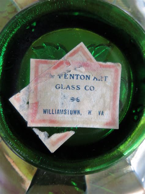 Fenton Vintage Green Bon Bon with Original Sticker