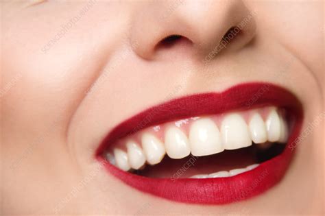 Young woman's smiling mouth - Stock Image - F009/7816 - Science Photo ...