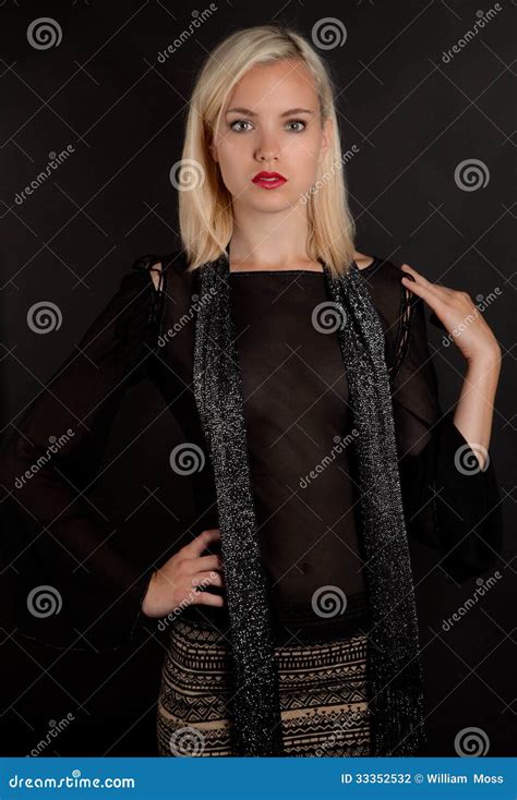 Blonde Hair, Red Lips stock photo. Image of long, beauty - 33352532