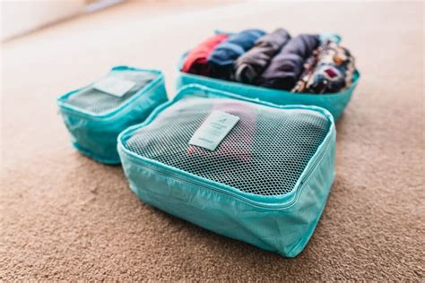 three bags with clothes in them sitting on the floor next to a carpeted ...