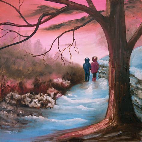 First Love - romantic painting of childhood sweethearts - Di Fox Artist