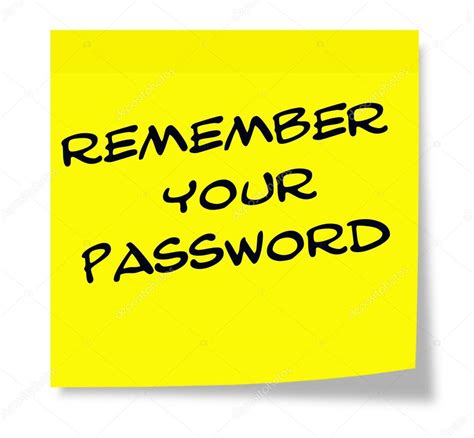 remember  password written  yellow sticky note stock photo