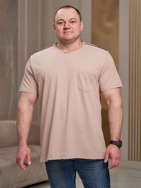 Футболка MR. BIGMAN, размер 66, цвет бежевый, 80% хлопок, 20% полиэстер ...