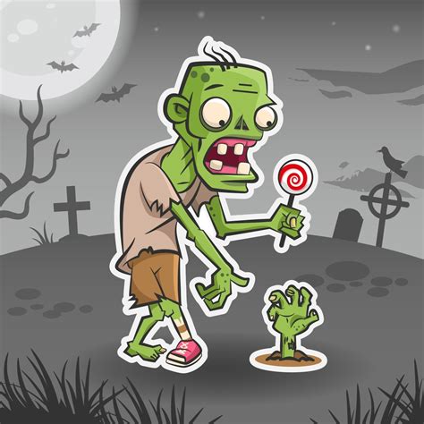 Zombie cartoon character. Halloween sticker. Halloween monster 3031749 ...