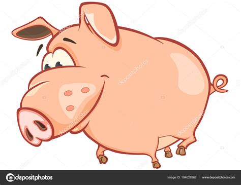 Colorful Hand Drawn Pig Cartoon Character Vector Illustration Stock ...
