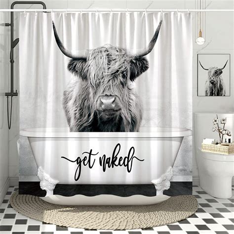 Highland Cow And Western Get Naked Shower Curtain For A Country