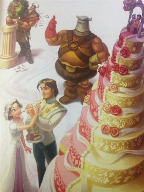 Rapunzel and Flynn Rider with their wedding cake | Tangled wedding ...