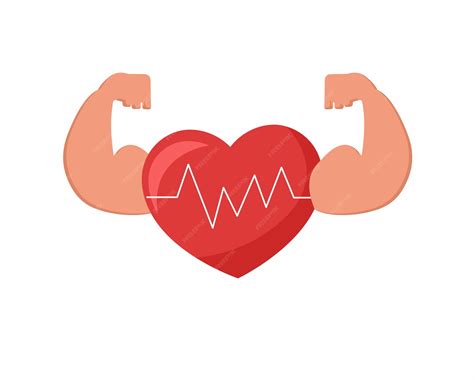 Premium Vector | Stronger and healthy human heart powerful with arms