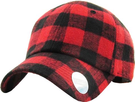 Red-Black Buffalo Plaid Classic Baseball Cap Dad Hat - Walmart.com