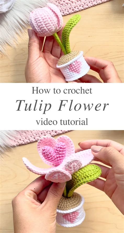 crochet tulip flower  step  step guide crochet puff flower