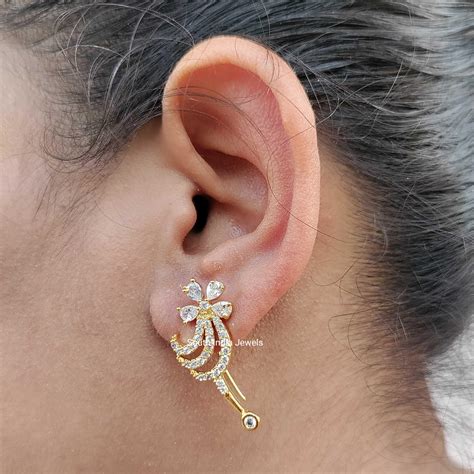 Traditional White Stone Earrings - South India Jewels