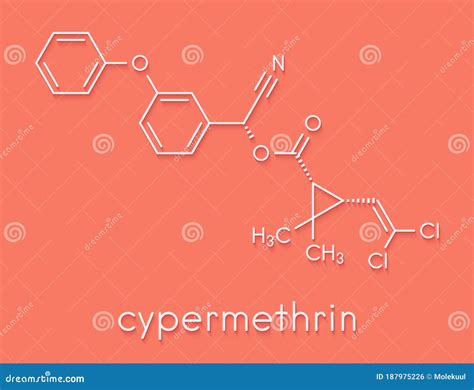 cypermethrin insecticide molecule skeletal formula stock photography