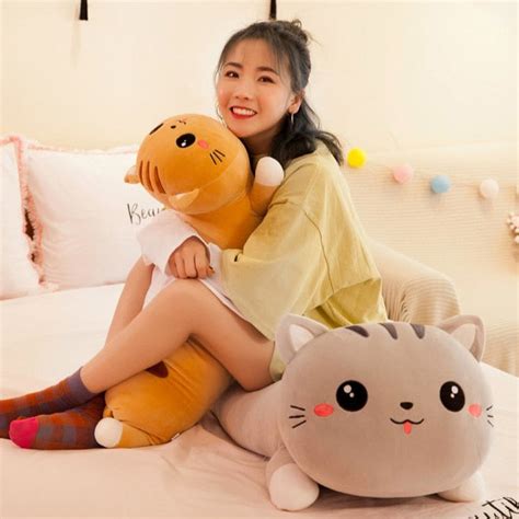 kawaii giant cat plush toys pastel kitten