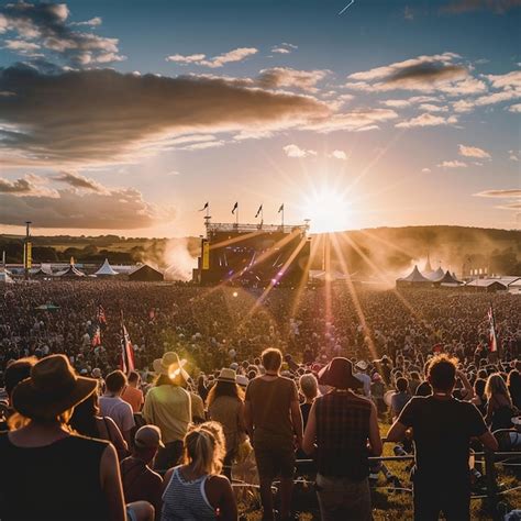 premium photo outdoor concert crowd  glastonbury  festival