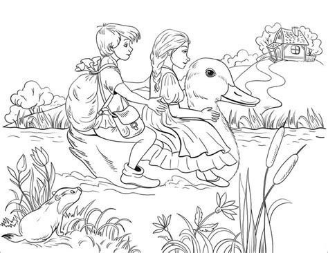 Раскраска «Гензель и Гретель переплывают реку» | Coloring pages ...
