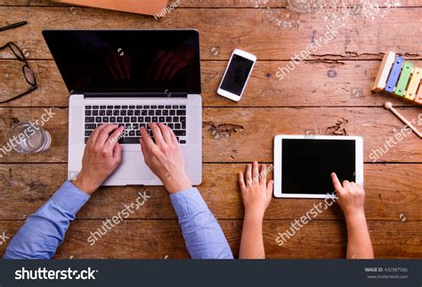 Father Son Office Desk Laptop Tablet Stock Photo 432987586 | Shutterstock