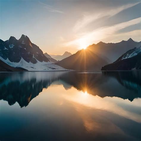 Premium AI Image | Sunset lake view