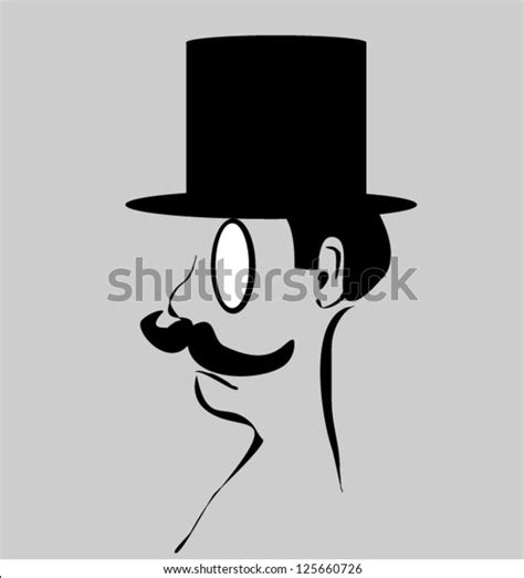 Cartoon Man Wearing Monocle Top Hat Stock Vector (Royalty Free) 125660726
