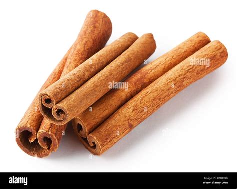 fragrant cinnamon sticks isolated  white background stock
