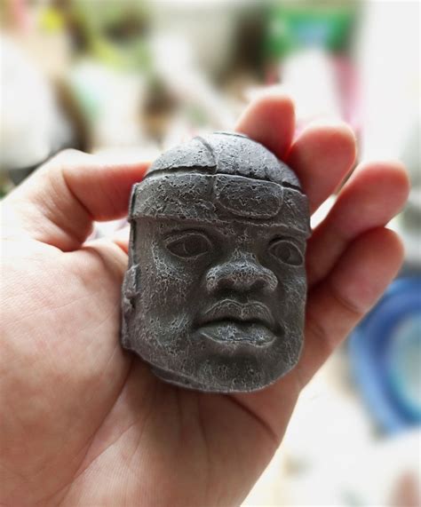 concrete olmec head statue ancient maya artifact etsy