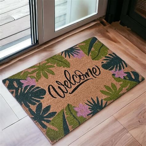 buy dawn flower natural coirjute floor mat pvc backed anti slip