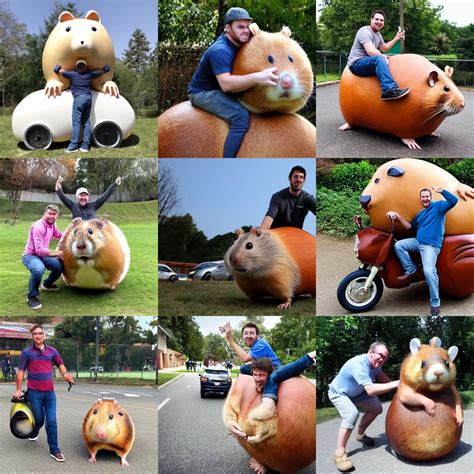 man rides a giant hamster | Stable Diffusion | OpenArt