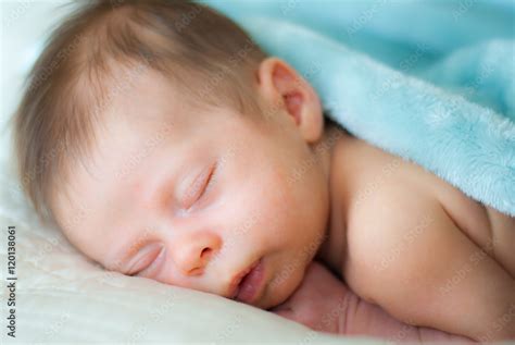Newborn Baby Boy Sleeping on White Blanket Stock Photo | Adobe Stock