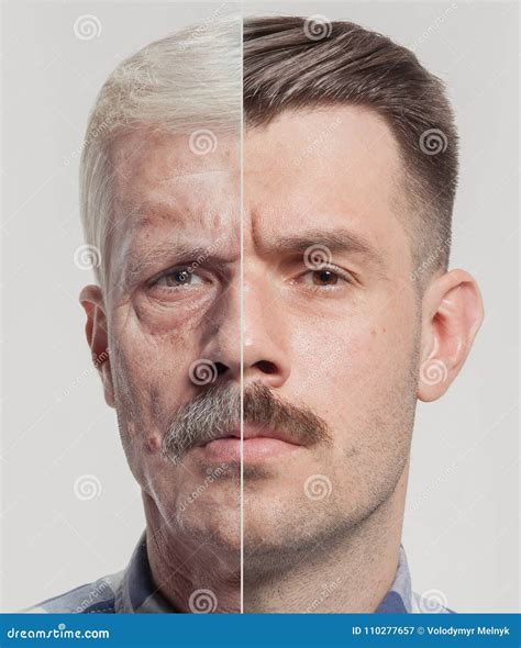 Young Aging Woman In Reflection With A Tree For Revitalization Royalty