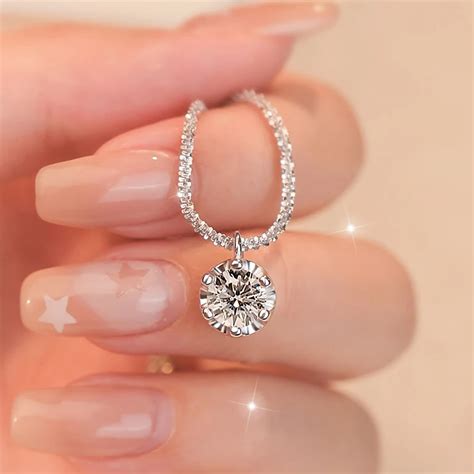 Серебряное колье с муассанитом | AliExpress