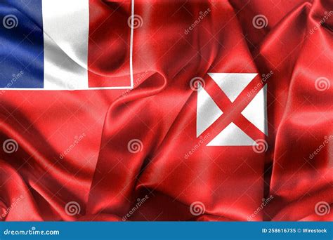 Illustration of Wallis and Futuna Flag - Realistic Waving Fabric Flag ...