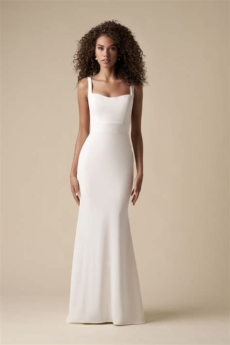 Square-Neck Sheath Dress With Overskirt | Kleinfeld Bridal