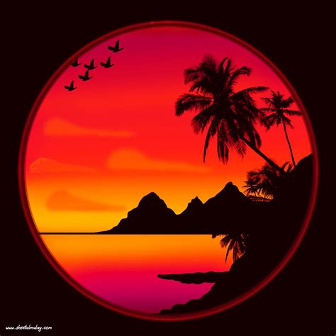 Sunset Beach Illustration using Procreate | Beach illustration ...