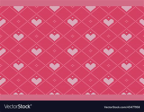 Red and white heart knitted pattern love Vector Image