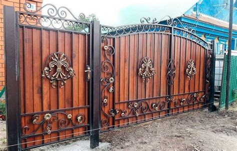 Iron and Wood Gate with Decorative Designs