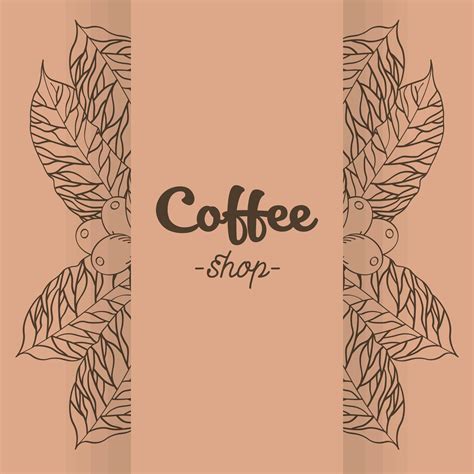 Coffee shop banner with leaves and beans vector design 1989397 Vector ...