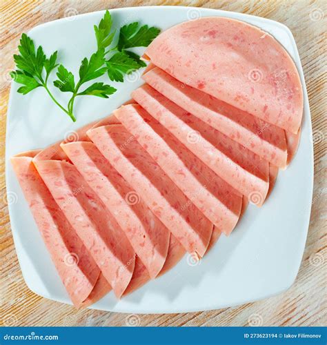 Slicing Chopped Ham from Pork Meat, No People Stock Photo - Image of