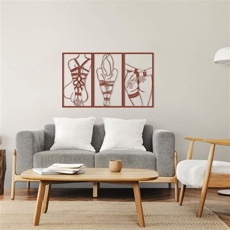 BDSM Sexy Nude Female Body Metal Wall Art, Bondage Art, Naked Woman Art