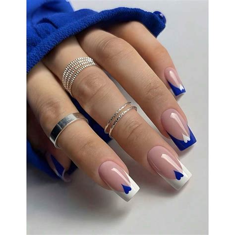 Unha Azul Royal Francesinha - 37 Ideias de Unha Decorada Francesinha Azul para Fazer em Casa
