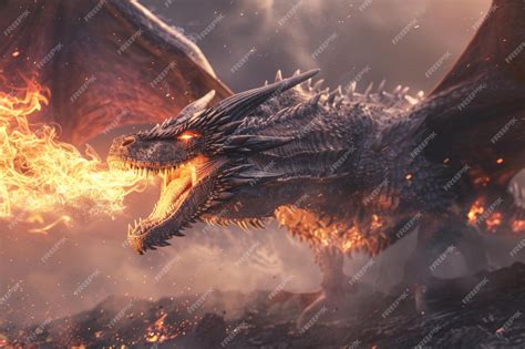 Premium Photo | A close up image of a fire breathing dragon Perfect for