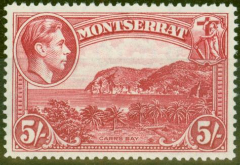 Montserrat 1942 5s Rose-Carmine SG110a P.14 V.F MNH