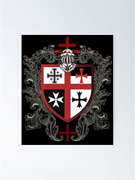 "Knights Templar Cross Shield Symbol Medieval Emblem Secret Order ...